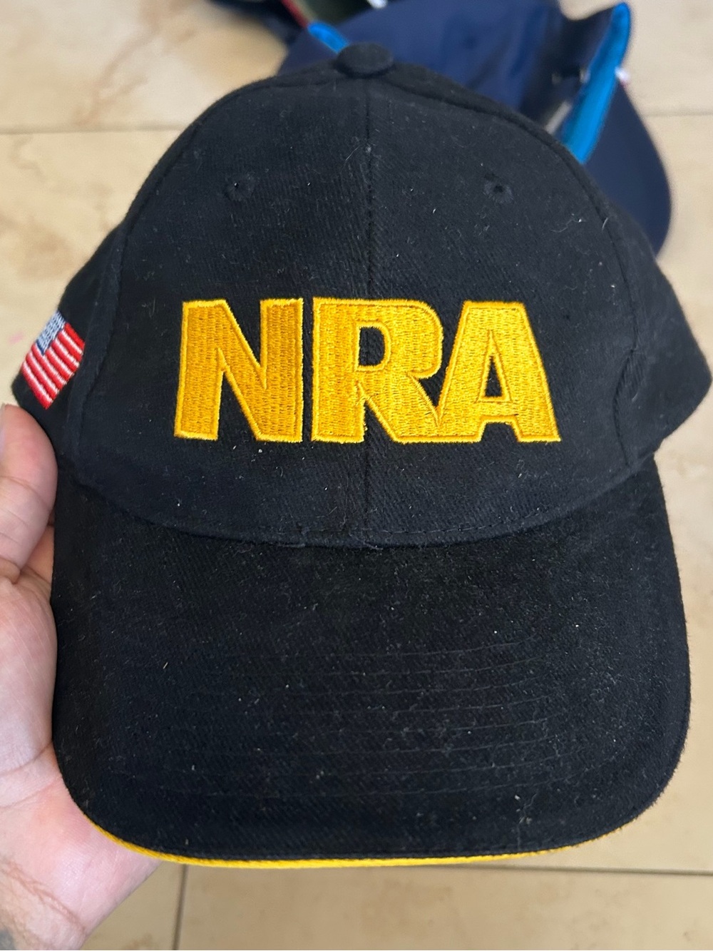 National rifle Black Baseball Cap with Yellow Embroidered Logo #92